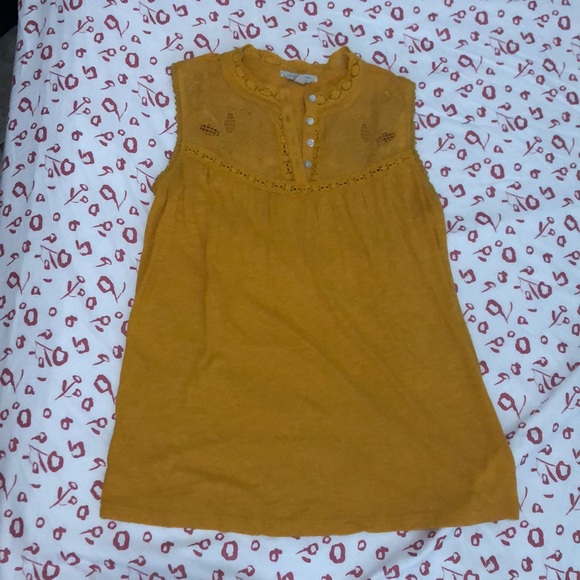 Lucky Brand Mustard Yellow Bohemian Embroidered Blouse Womens Size S/P - Picture 2 of 12